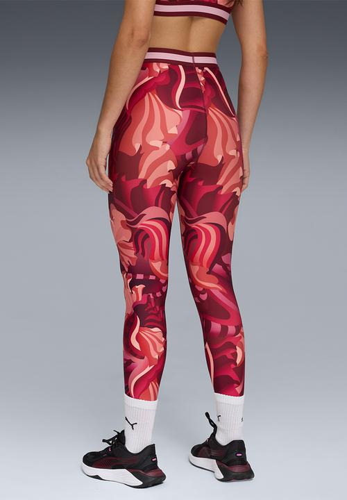 PUMA - W Puma Strong Floral Ribbon Tight - Aop Hw 7/8 - Ruby Shimmer