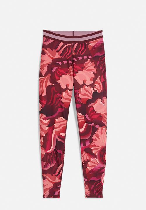 PUMA - W Puma Strong Floral Ribbon Tight - Aop Hw 7/8 - Ruby Shimmer