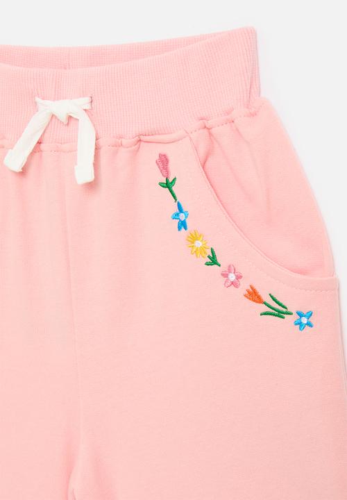 Pop Candy - Floral embroidered sweatshorts - pink