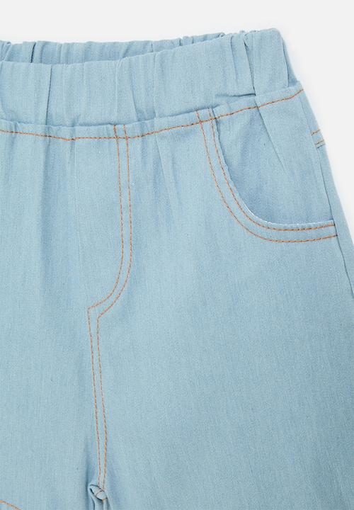 Pop Candy - Anglaise hem shorts - blue & white
