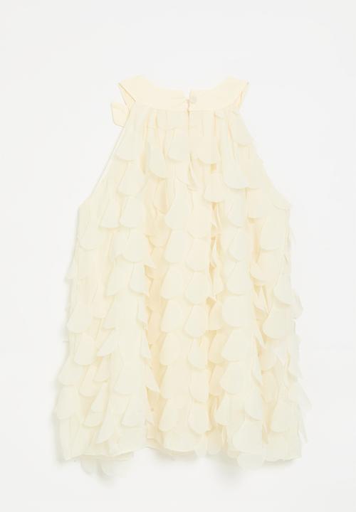 Pop Candy - Halter neck dress with penny bow - pale yellow