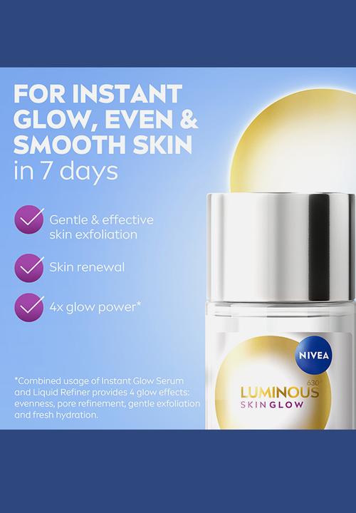 Nivea - LUMINOUS630 Skin Glow Instant Face Liquid Refiner - 100ml