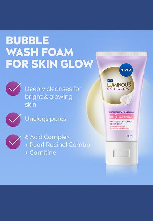Nivea - LUMINOUS630 Brighter Skin Glow Bubble Face Cleansing Foam - 50ml