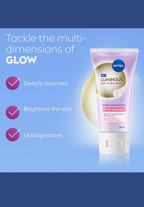 Nivea - LUMINOUS630 Brighter Skin Glow Bubble Face Cleansing Foam - 50ml