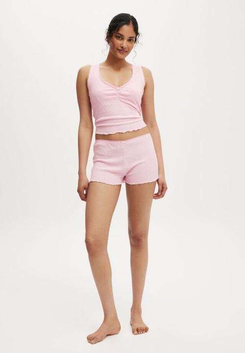 Cotton On - Waffle Pointelle Short - blushing bride 