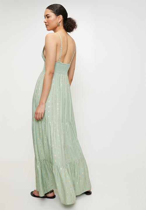 bright green cup detail strappy tiered maxi dress Bright Green Cup Detail Strappy Tiered Maxi Dress