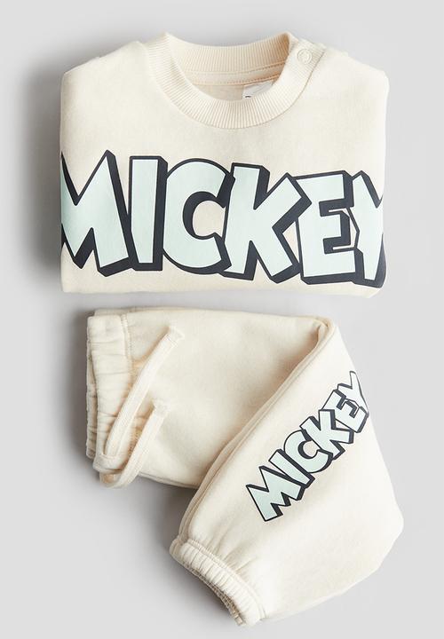 H&M - 2 piece sweatshirt set - light beige mickey mouse