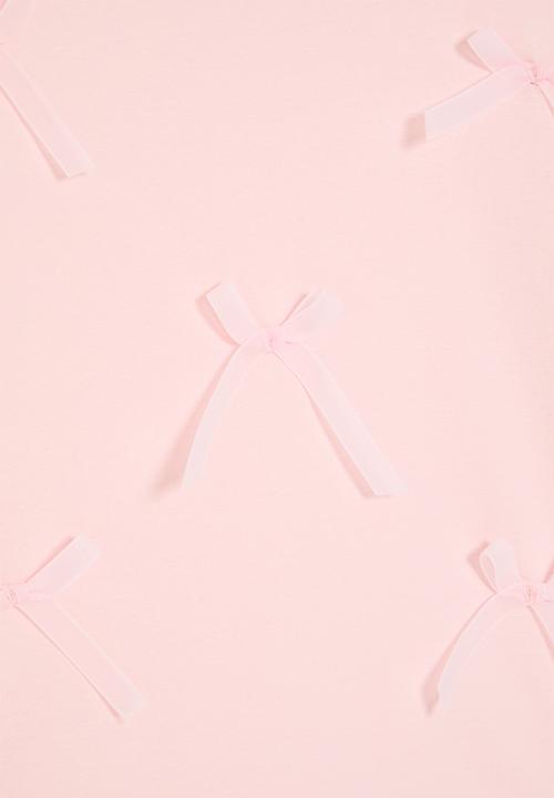 Pop Candy - Bow décor crew neck tee - pink