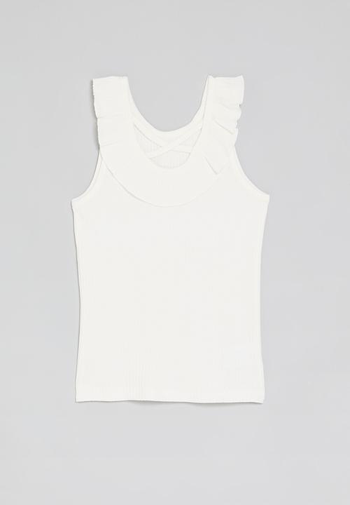 Pop Candy - Ruffle collar tee - white