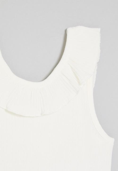 Pop Candy - Ruffle collar tee - white