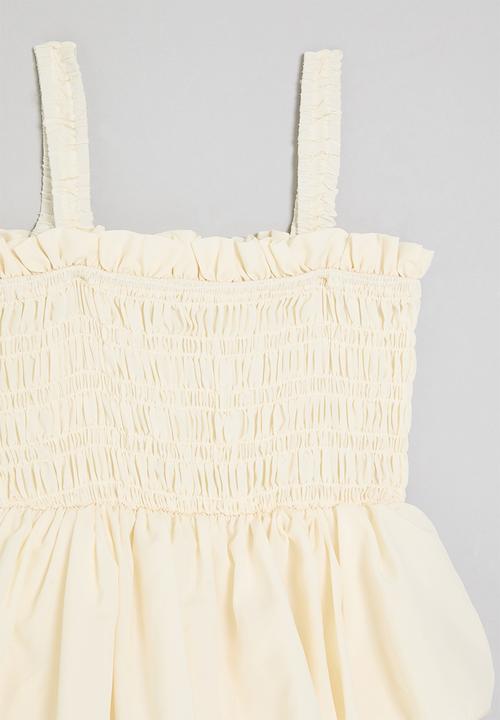 Pop Candy - Tiered dress with shirred bodice - light yellow