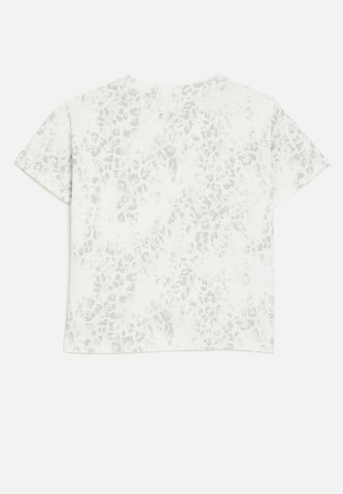 Pop Candy - Printed crew neck tee - white & grey