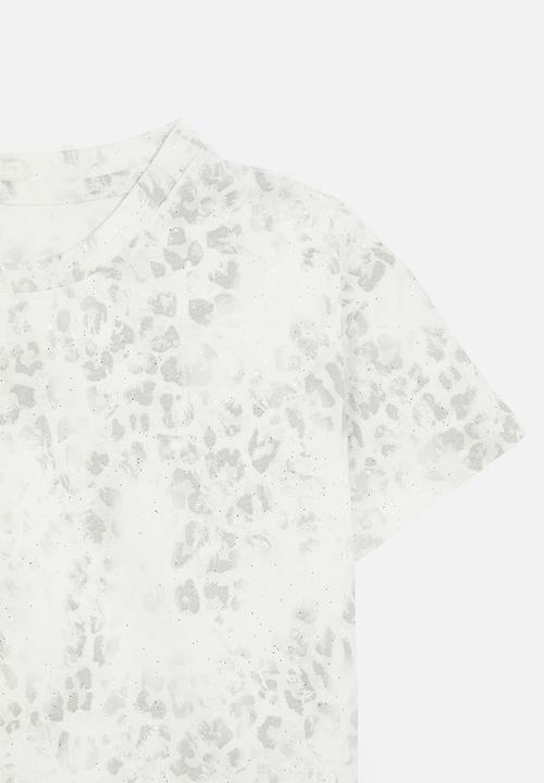 Pop Candy - Printed crew neck tee - white & grey