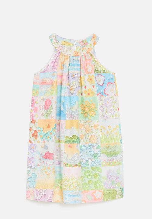 Pop Candy - Patchwork printed cutaway dress - multi 