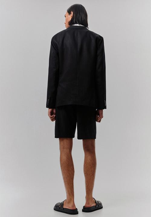 H&M - Relaxed fit linen-blend shorts - black