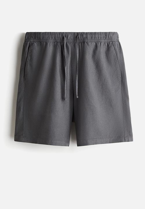 H&M - Relaxed fit linen-blend shorts - dark grey