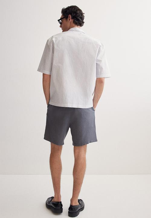 H&M - Relaxed fit linen-blend shorts - dark grey