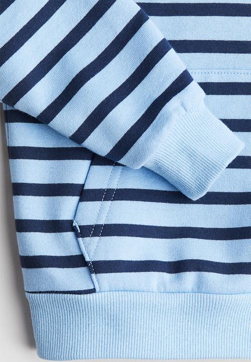 H&M - Brushed-inside hoodie - blue/striped 