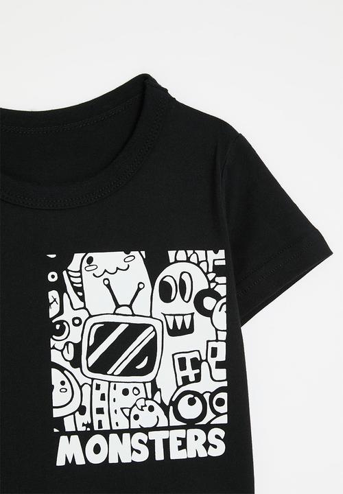 Pop Candy - Placement print tee - black/monsters