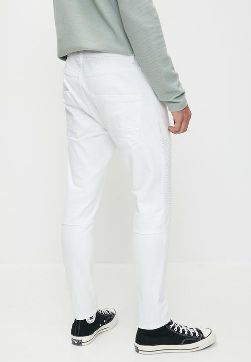 Brave Soul - Denim Biker Jean - white