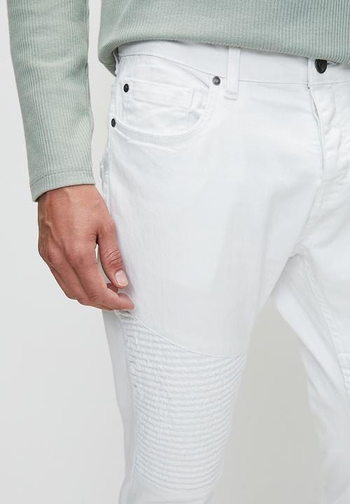 Brave Soul - Denim Biker Jean - white