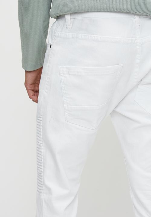 Brave Soul - Denim Biker Jean - white