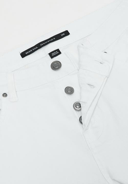 Brave Soul - Denim Biker Jean - white