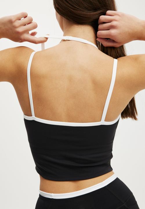 Cotton On - Ultra Soft Double Strap Halter - Black/White