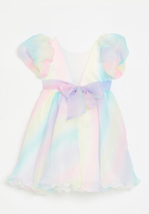 Pop Candy - Gradient organza occasion dress with tie back bow - multicolour