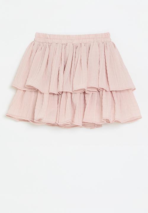 Pop Candy - Double tiered seersucker skirt - pink