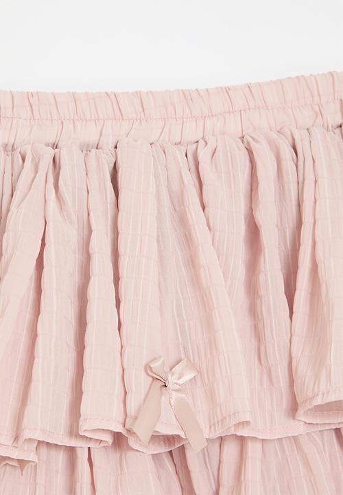 Pop Candy - Double tiered seersucker skirt - pink
