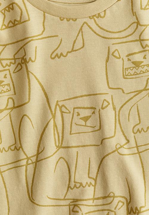 H&M - Printed T-shirt - dusty yellow/lions