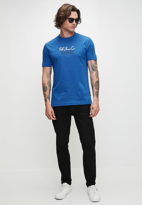 POLO - Lucky pjc short sleeve cursive logo - blue