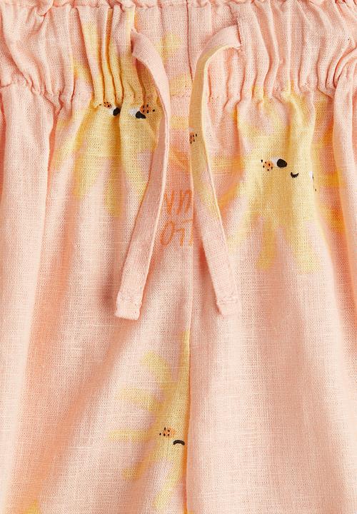 H&M - Linen-blend shorts - peach pink/suns 