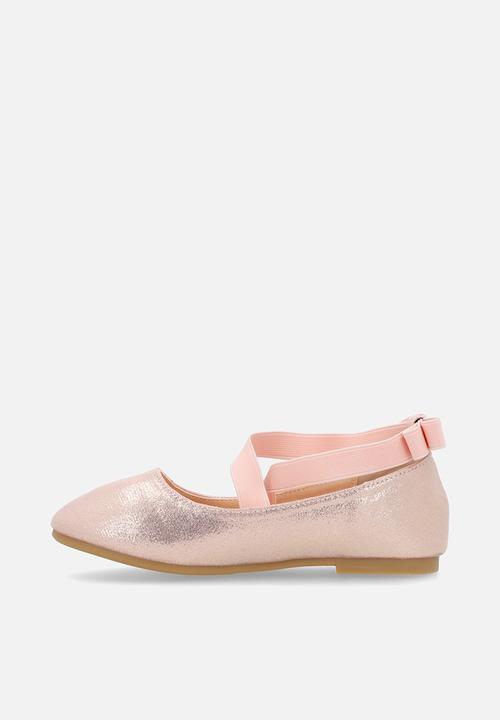 Pop Candy - Elastic lace ballet-inspired pumps - pink shimmer