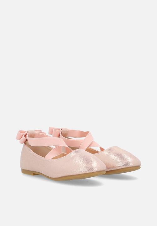 Pop Candy - Elastic lace ballet-inspired pumps - pink shimmer