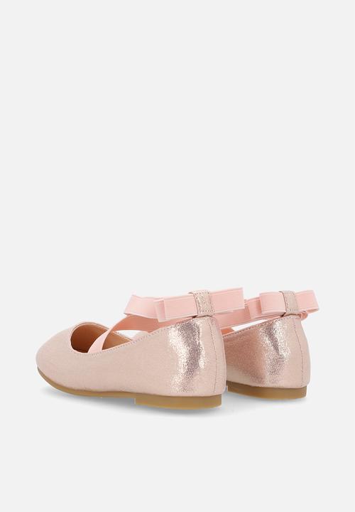 Pop Candy - Elastic lace ballet-inspired pumps - pink shimmer