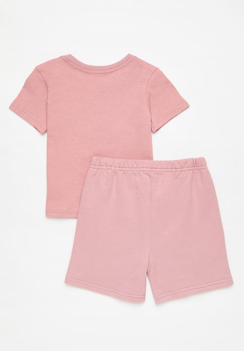 Pop Candy - Seahorse placement print tee with shorts - dusty pink