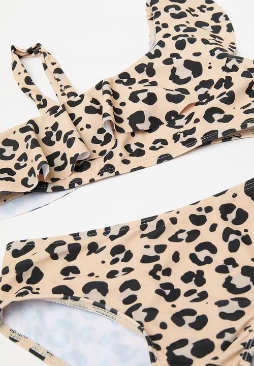 Pop Candy - Printed bikini set - beige & black