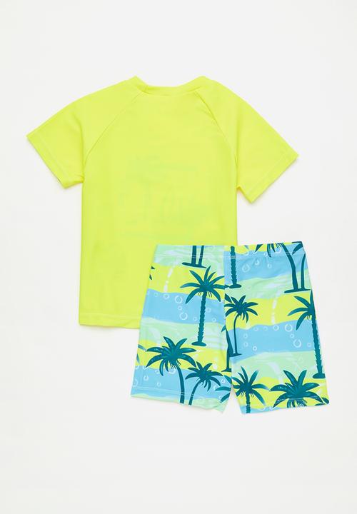Pop Candy - Printed tee  & swim shorts set - multi