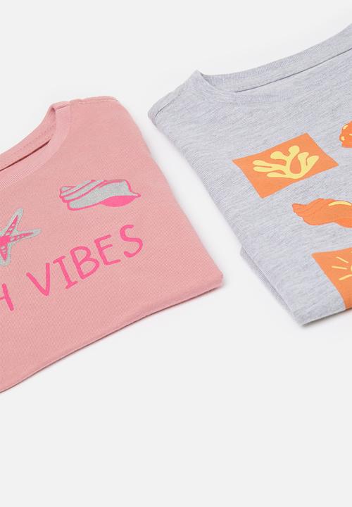 Pop Candy - 2 Pack tee - dusty pink/grey