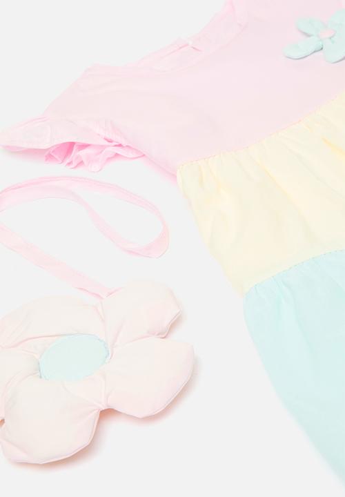 Pop Candy - Colour block dress with bag - multi