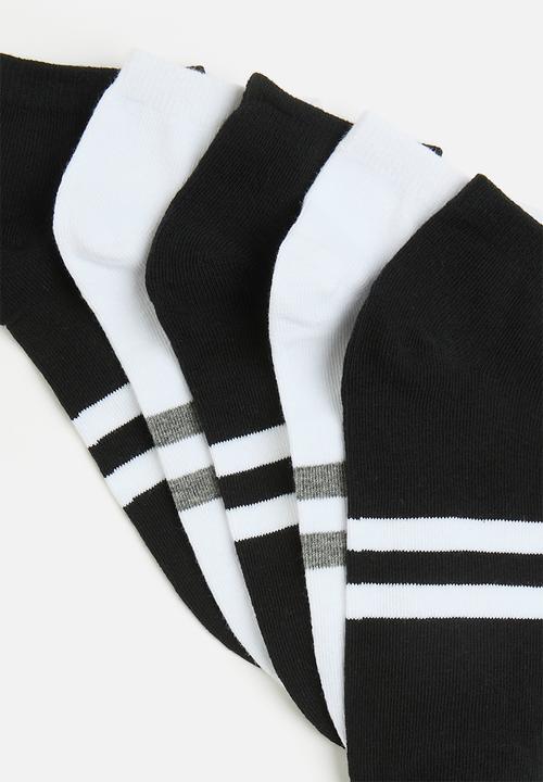 Brave Soul - 5Pk Sports Socks - X3Black/White X2White/Grey