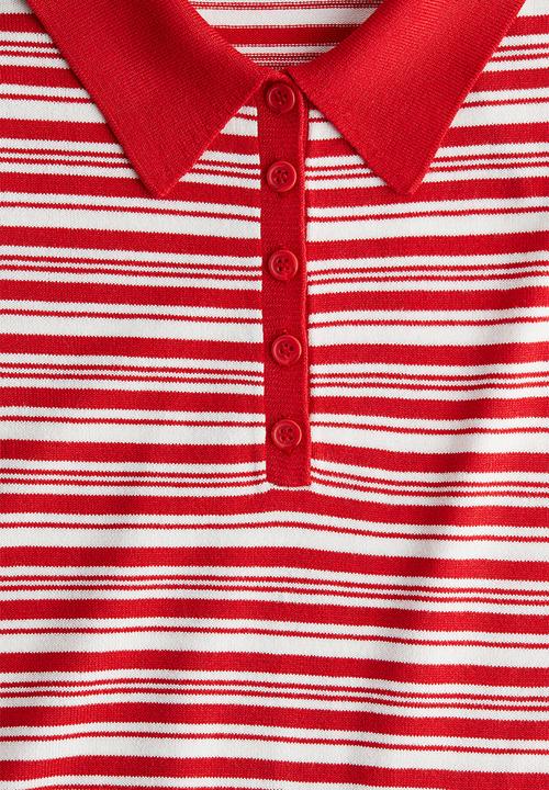H&M - Fine-knit polo shirt - red/striped 