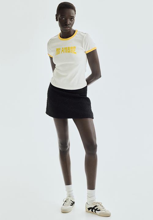 H&M - Ribbed t-shirt - cream mi amore