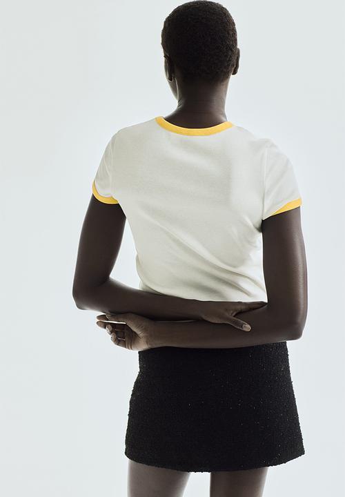 H&M - Ribbed t-shirt - cream mi amore