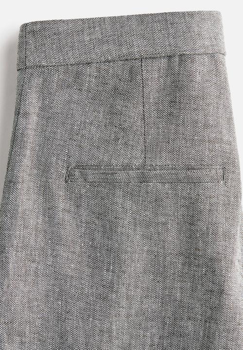 H&M - Wide linen-blend trousers - grey marl