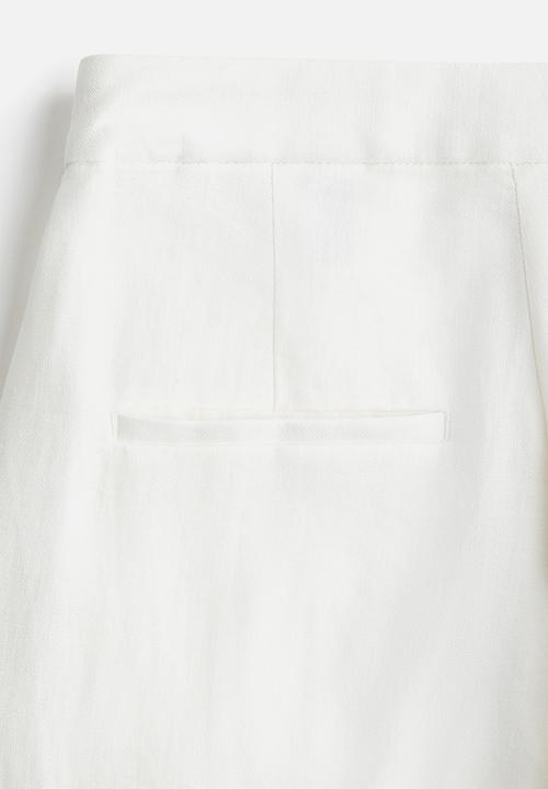 H&M - Wide linen-blend trousers - white