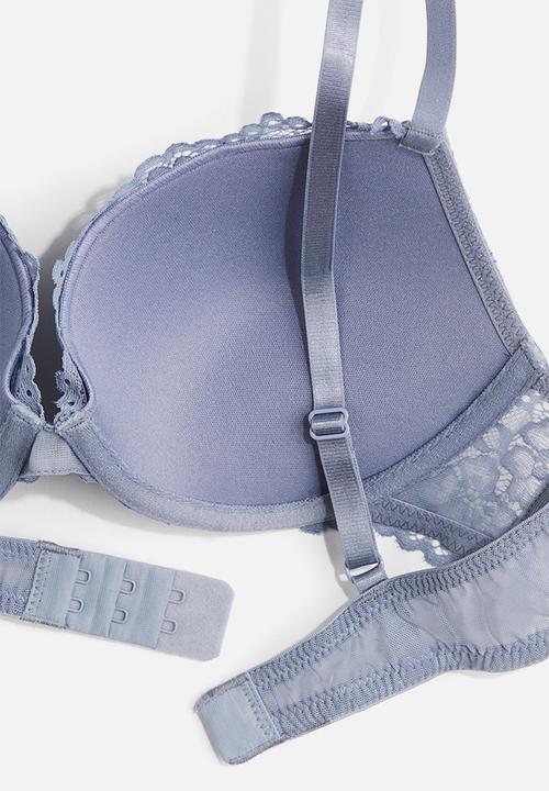H&M - Lace push-up bra - dusty blue