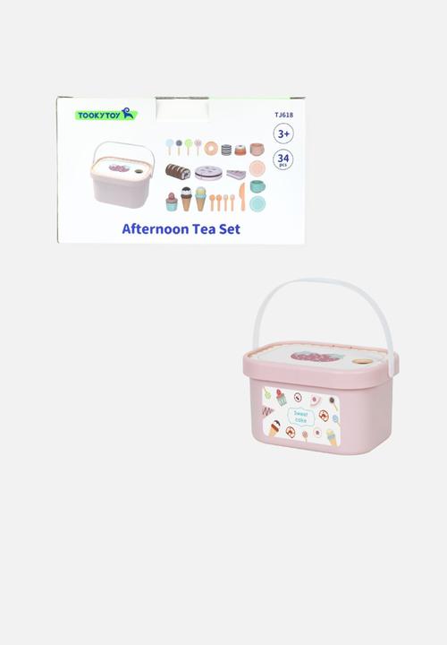Greenbean Learning - TookyToy Wooden Tea Party Set Portable Storage Box 34 Pieces - multi